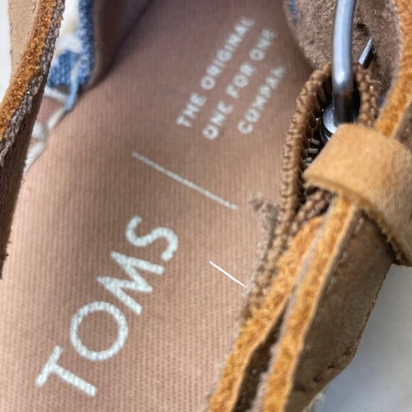 Toms Womens Tan & Denim Wedge Espadrille Slingback Open-Toe Sandals Size 7.5 - Picture 9 of 10